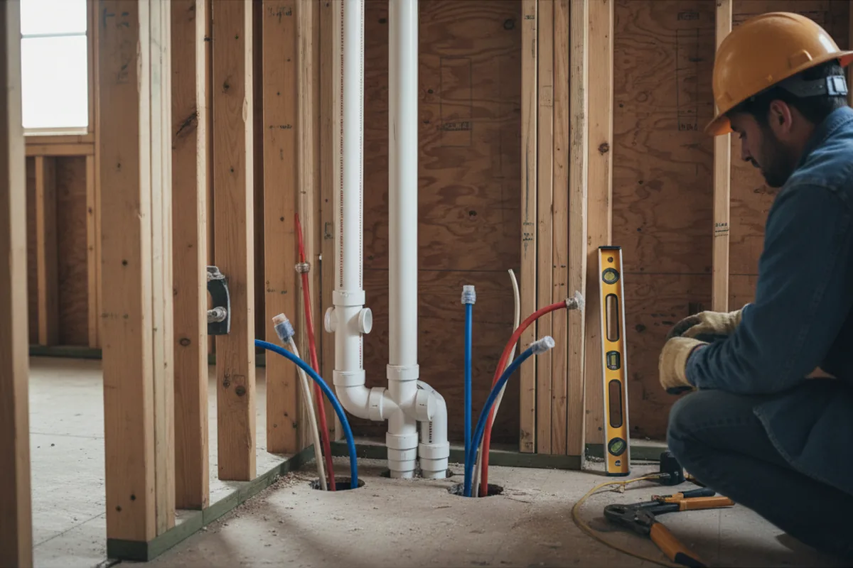 Drain and supply rough-in during Sump Pump Repair in Rixeyville